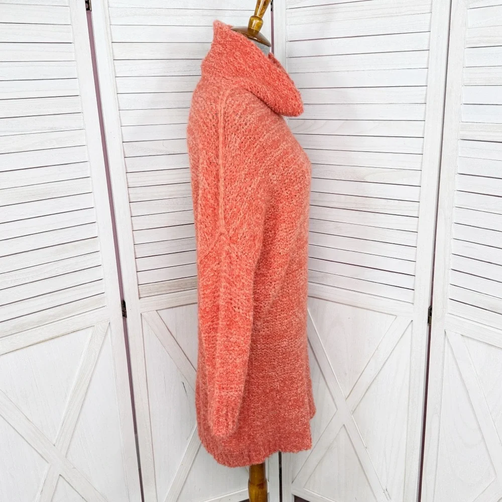 Free People She's All That Alpaca Knit Funnel Neck Tunic Sweater Orange XS‎